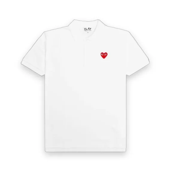 Comme des Garcons PLAY Play Red Emblem White Polo T-Shirt 1