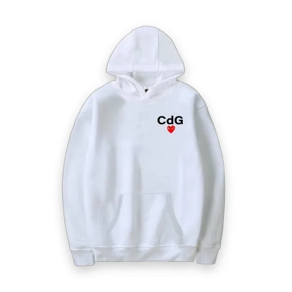 Comme Des Garcons Play Printed Heart Hoodie White 1