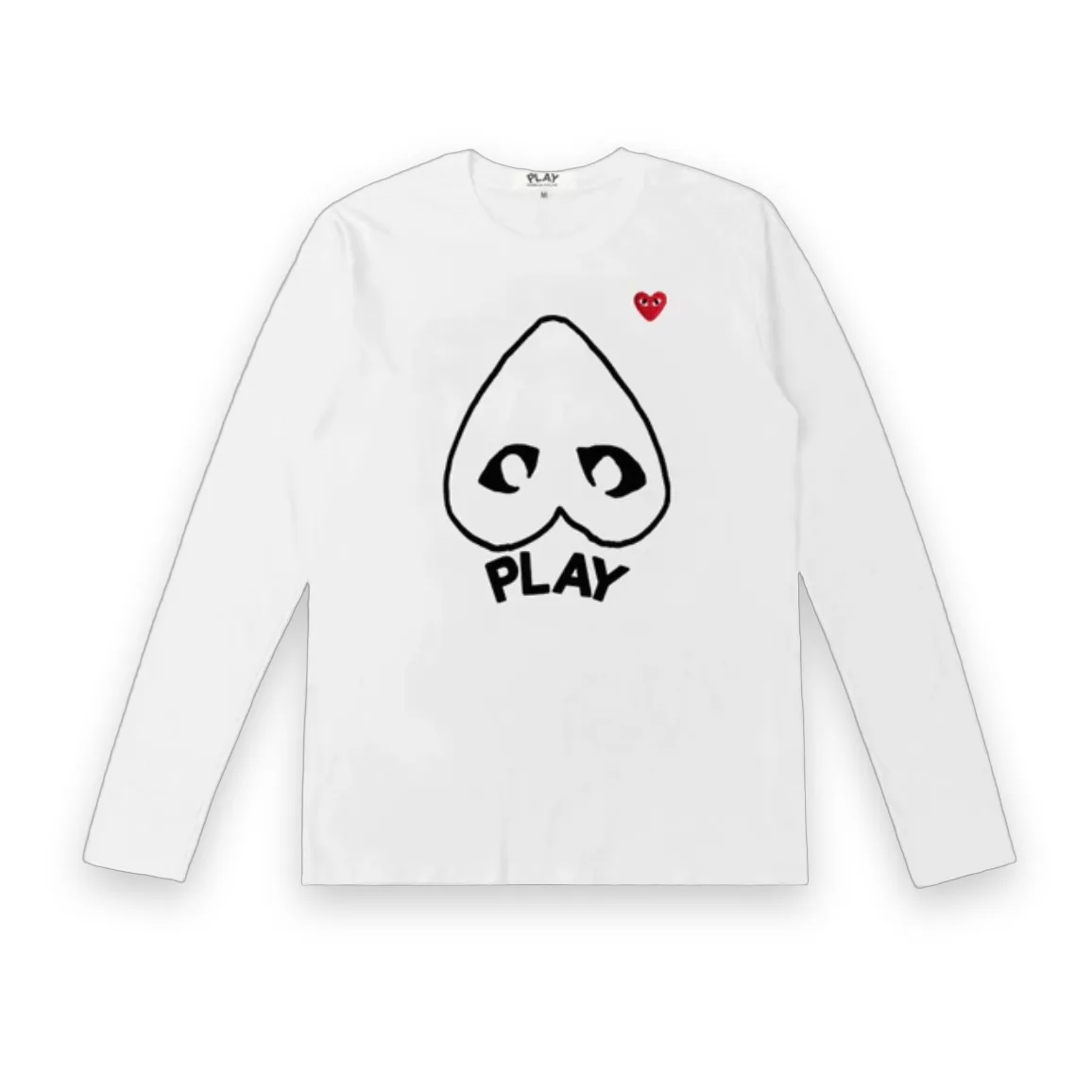 Comme des Garcons PLAY Red Heart Graphic Long Sleeve White T-Shirt 1