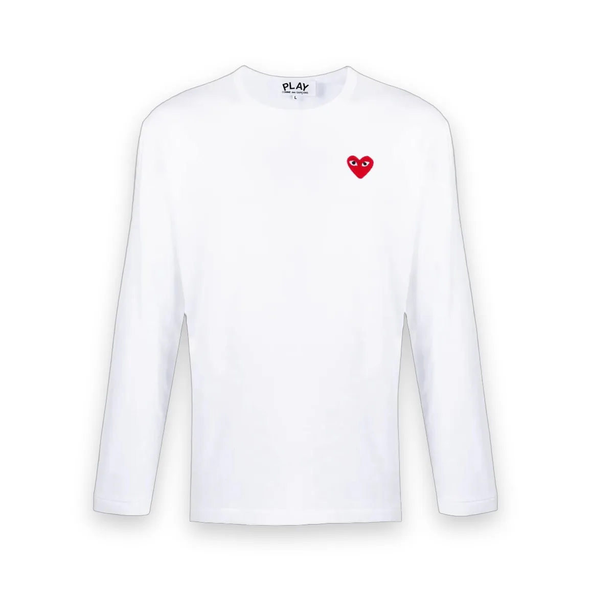 Comme des Garcons PLAY Red Heart Long Sleeve White T-Shirt 1
