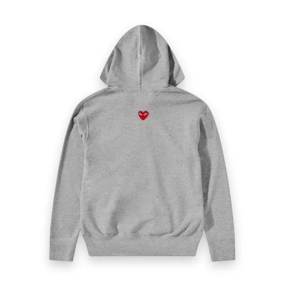 Comme Des Garcons Play Red Heart Zip Hoodie Grey 1