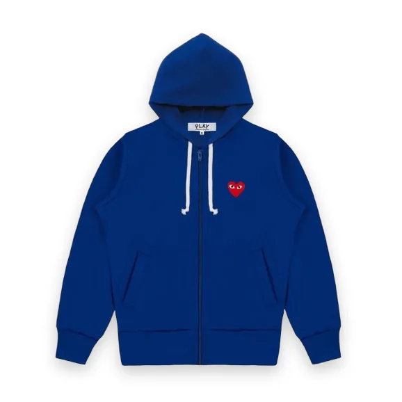 Comme Des Garcons PLAY Red Heart Zip Hoodie Navy 1