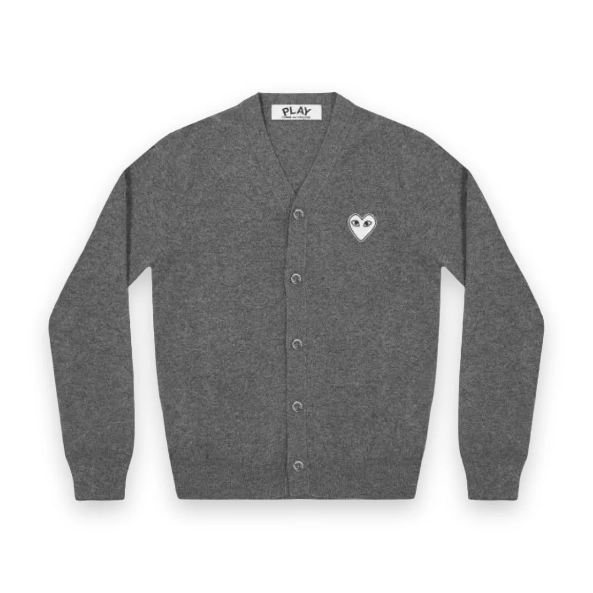 Comme des Garcons PLAY White Heart Cardigan Dark Grey 1