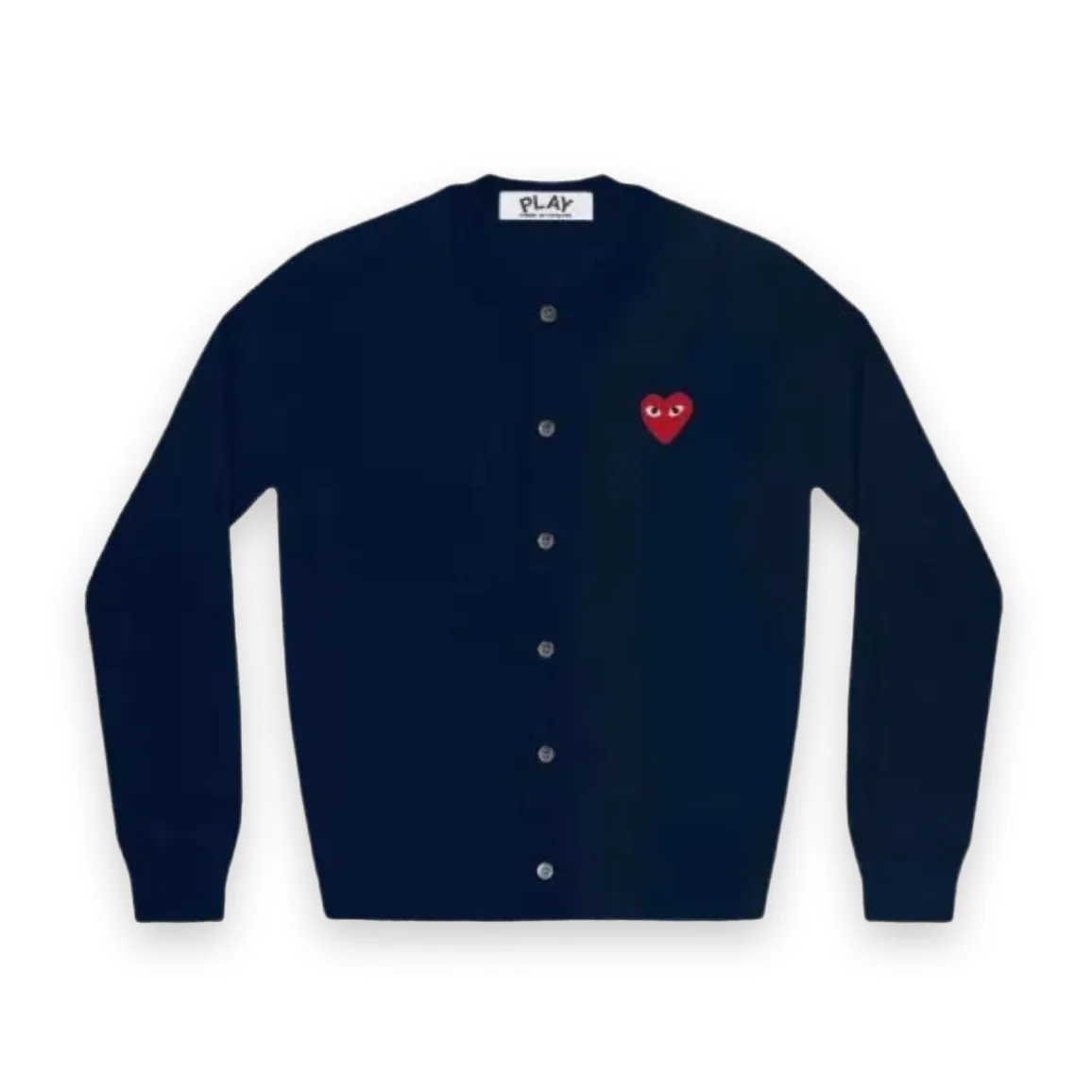 Comme des Garcons PLAY Women's Red Heart Cardigan Navy 1