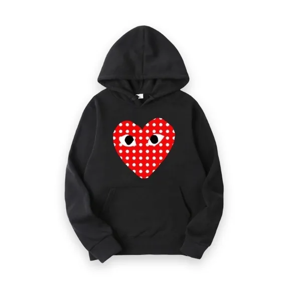 Comme Des Garcons White Dotted Red Heart Hoodie 1