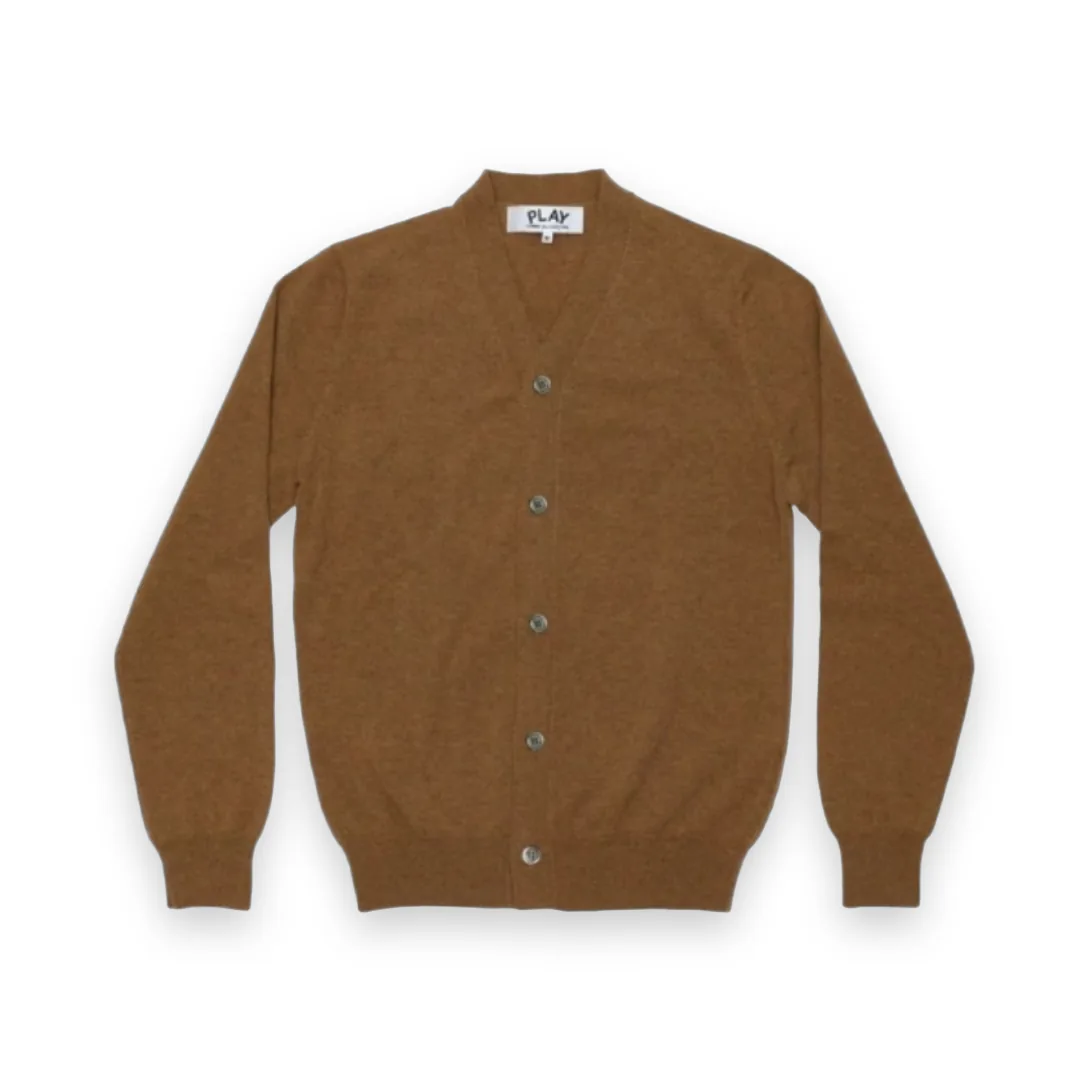 Comme Des Garcons Wool V-Neck Cardigan Brown Unisex 1