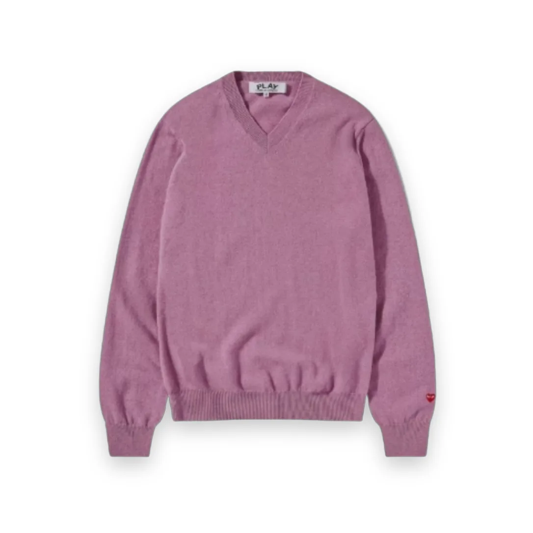 Comme Des Garcons Wool V-Neck Sweater Pink Unisex 1