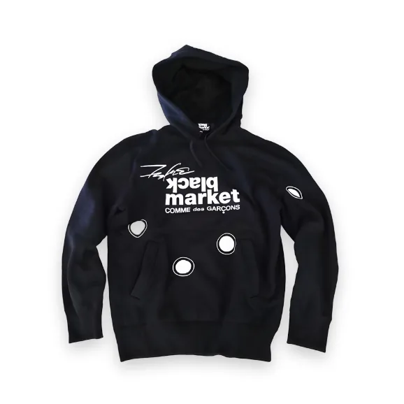 Comme des Garcons x Futura 2000 Black Market Black Hoodie 1
