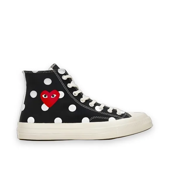 Converse Red Heart Polka Dot Sneakers 70 High Black 1