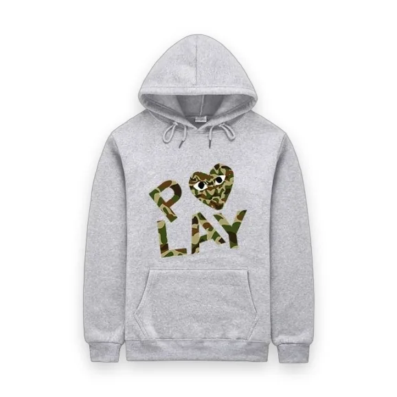 PLAY Camo Heart Graphic Hoodie Grey 1